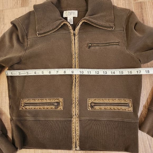 Ann Taylor LOFT Bomber Jacket, Army Green, Olive, Zip up Front, Women Medium - Picture 7 of 9